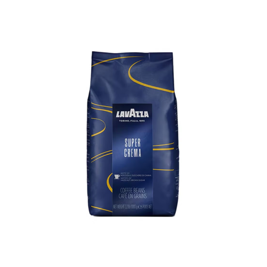لافازا سوبر كريما – حبوب قهوة اسبريسو إيطالية 1 كجم (محمصة متوسطة) بنكهة البندق والسكر البني