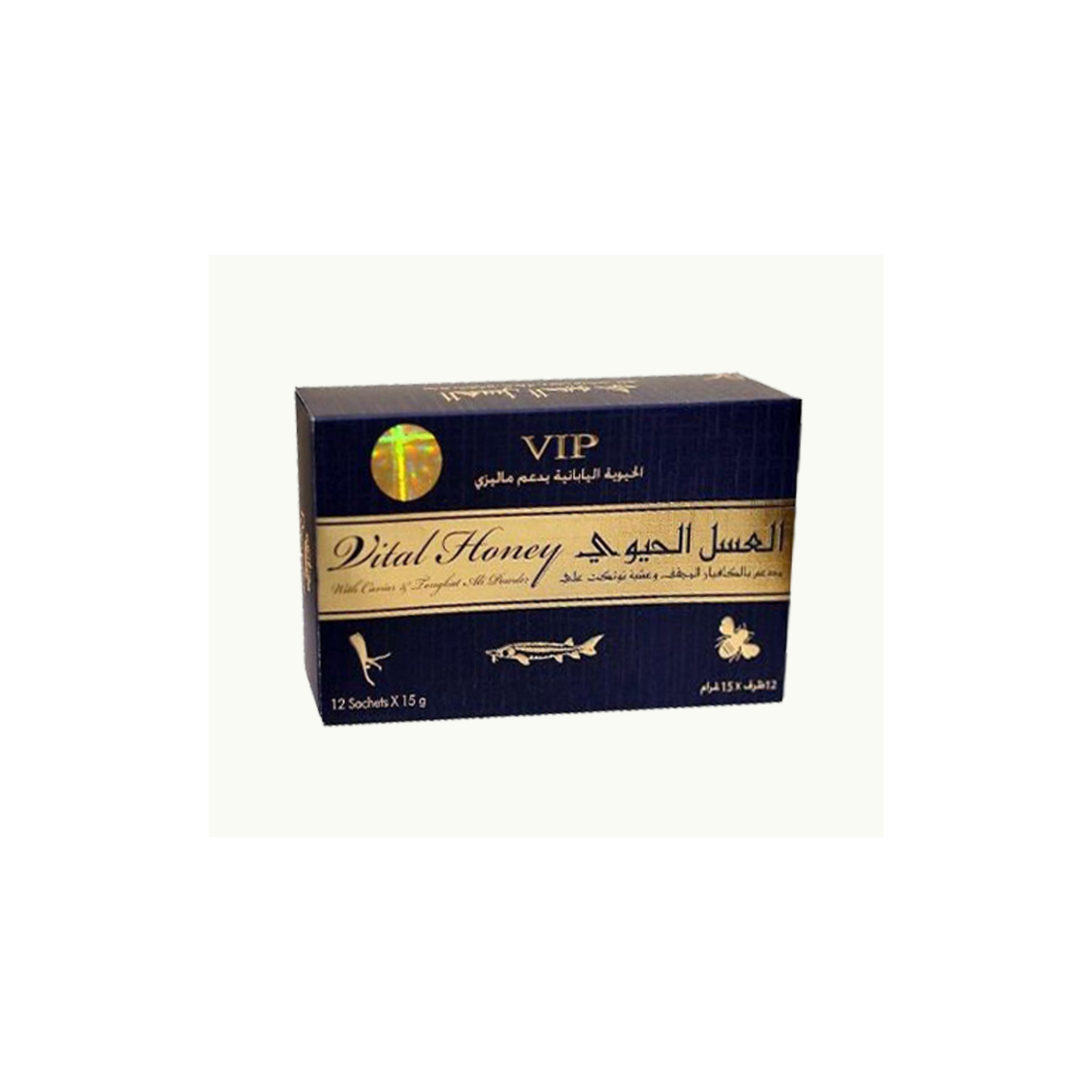 عسل فيتال هوني VIP – Vital Honey | عبوة 12 ساشيه × 15 جم | عسل طبيعي ممزوج بمكونات عشبية