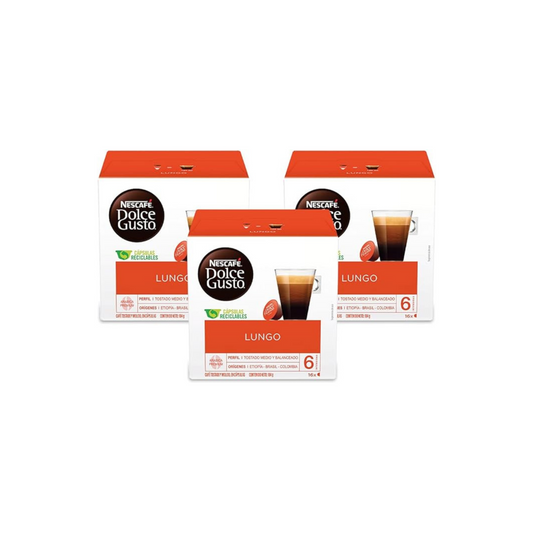 كبسولات نسكافيه دولتشي غوستو لونغو – 3 عبوات (48 كبسولة) | قهوة طويلة متوازنة