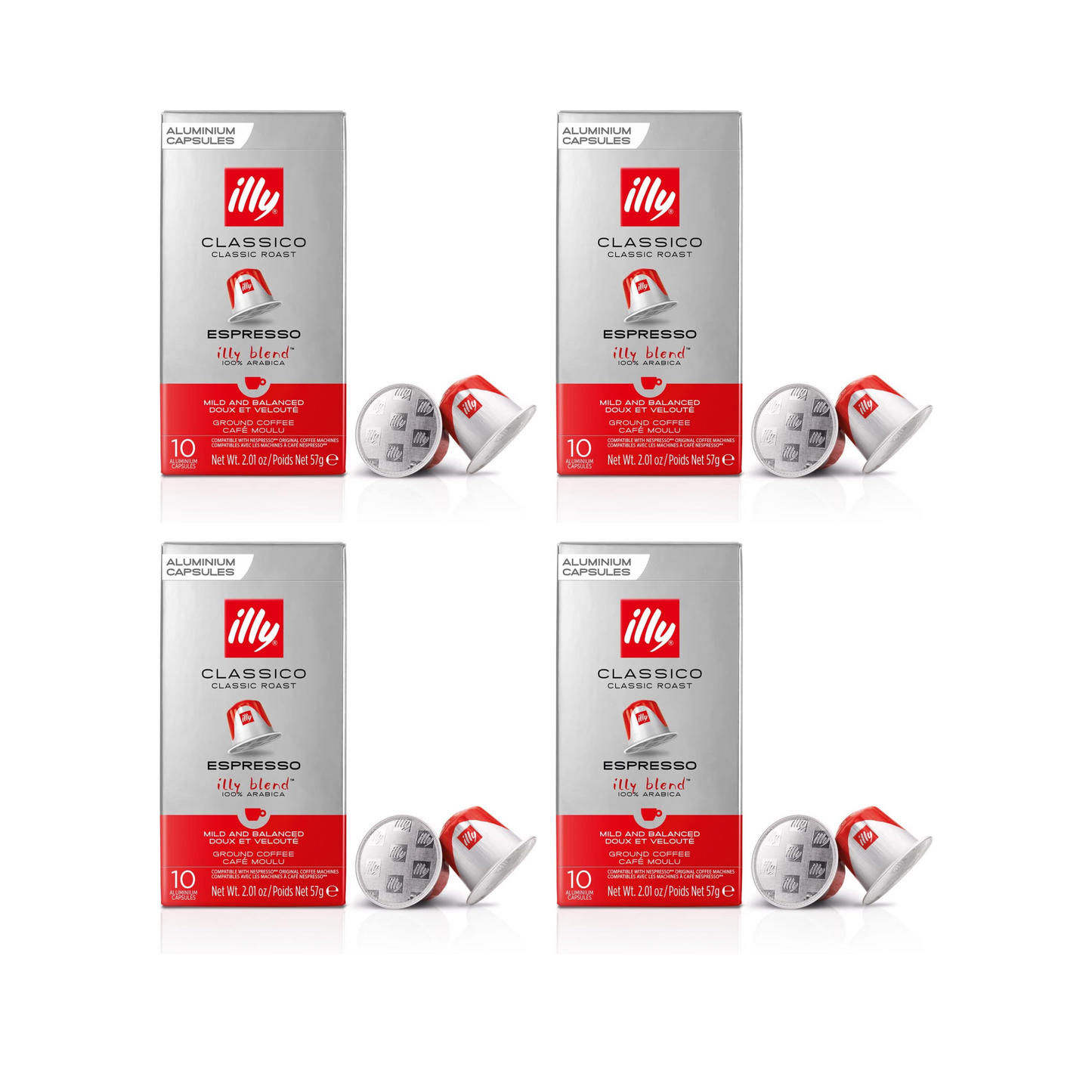 كبسولات ILLY Espresso كلاسيكو - تحميص كلاسيكي - متوافقة مع نسبريسو – باك 4 علب × 10 كبسولات