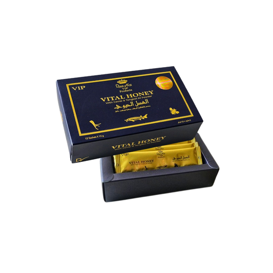 عسل فيتال VIP الأصلي – Vital Honey مع خلاصة الكافيار والتونكات علي | عبوة 12 ساشيه × 15 جم